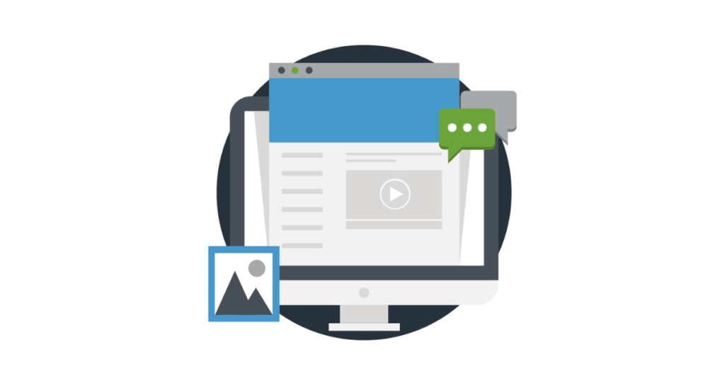 graphic of computer with video on it